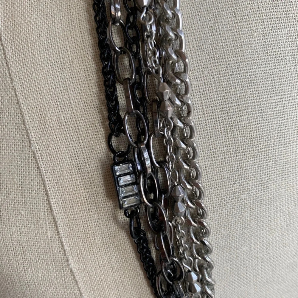 Multi Strand Necklace in Silver, Gun Metal and Blk - Picture 4 of 4